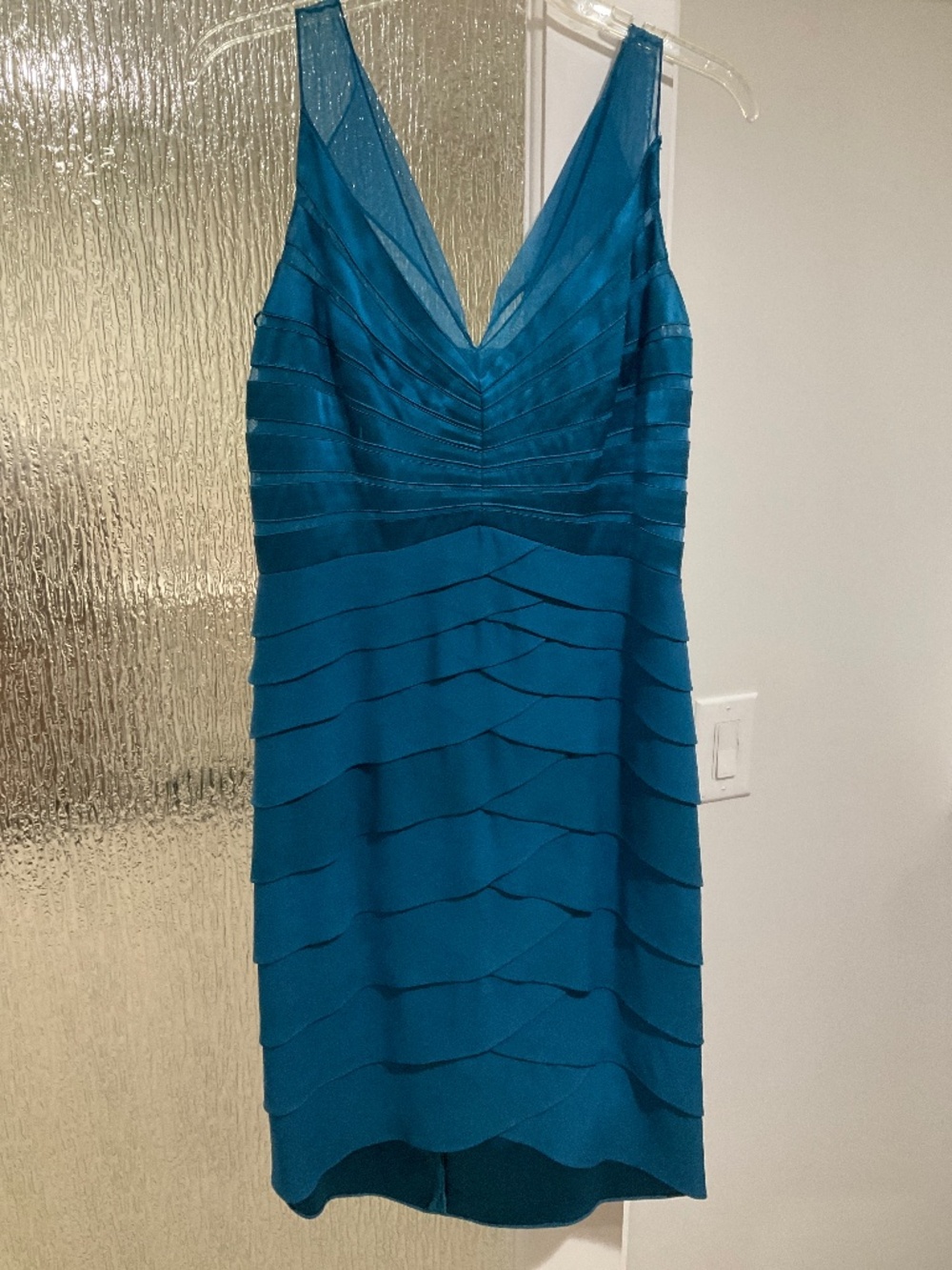 Chetta B 100 % silk teal dress size 10